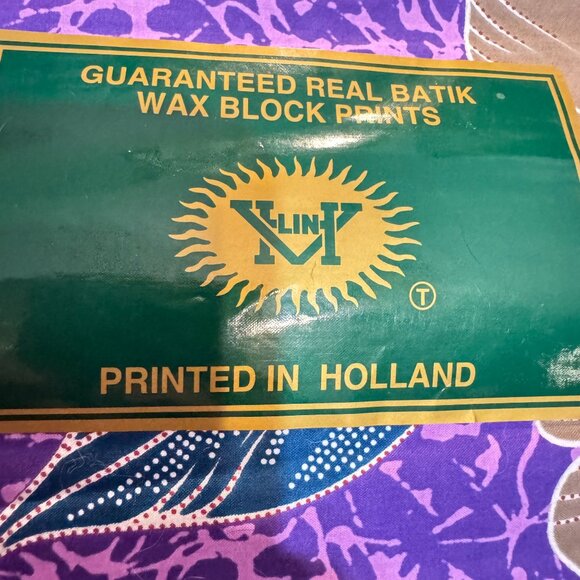 Real Holland Wax Print Fabric 100% Cotton 6 Yrds Purple Floral Original Holland - Picture 3 of 7